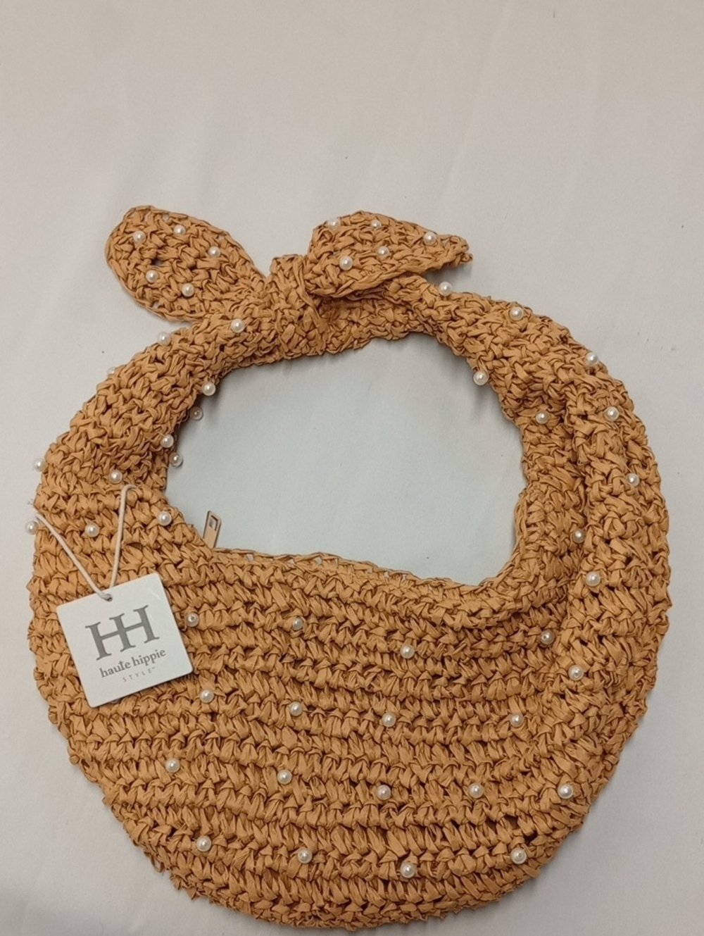 Haute Hippie Pearl-Embellished Woven Straw Tote NWT